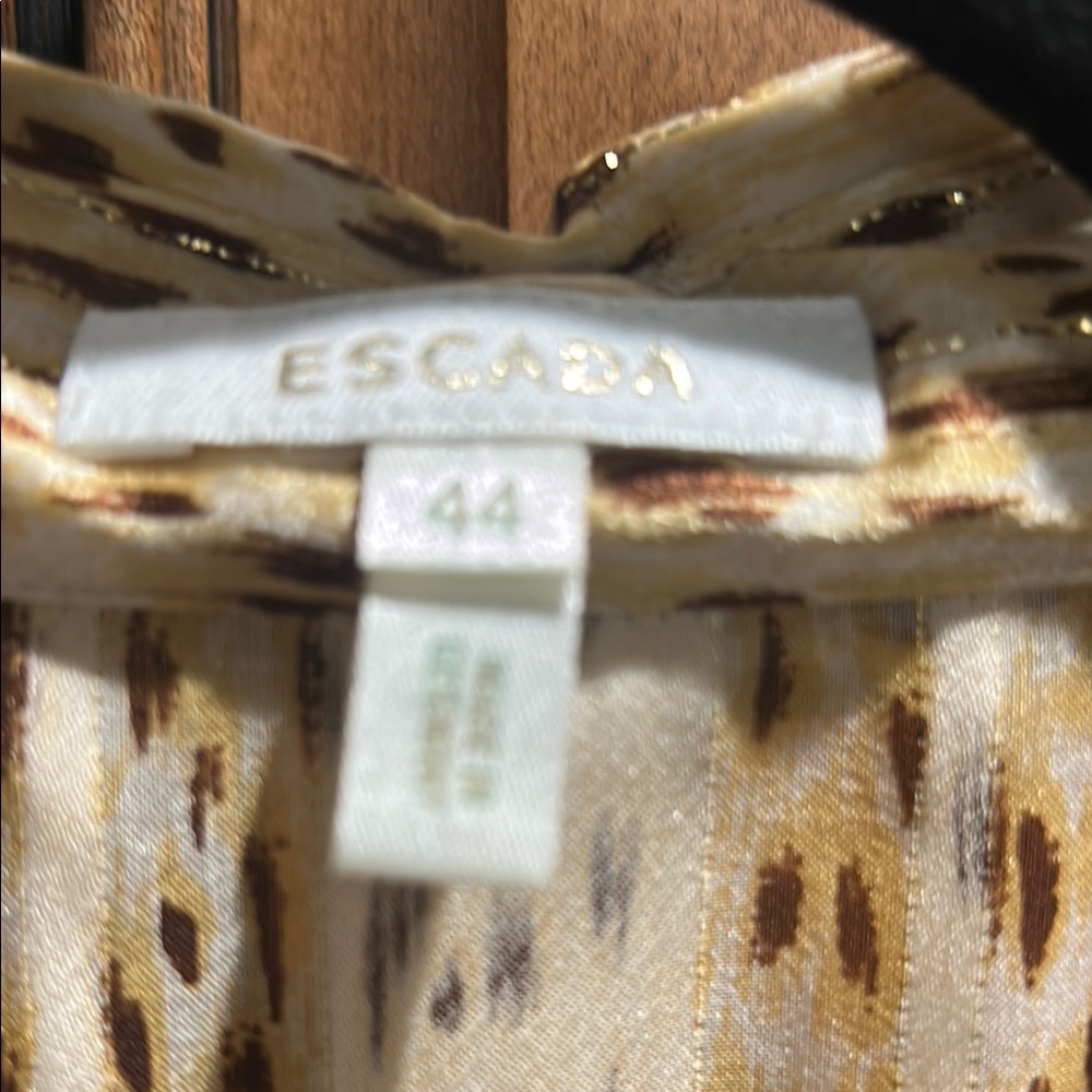 Escada Beige Patterned Button Down Shirt - image 2
